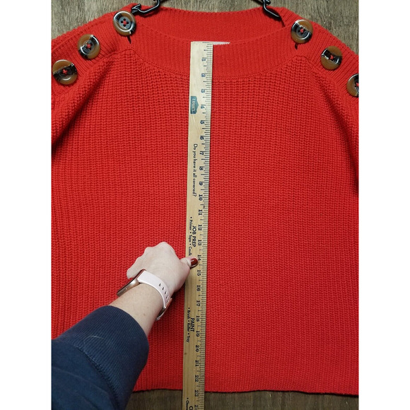 Philosophy Wmns Size M Sweater Long Sleeve Button Detail Oversized Pullover Red - Picture 8 of 8
